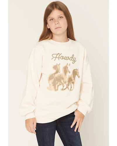 Shyanne Girls' Howdy Horse Graphic Crewneck Sweatshirt