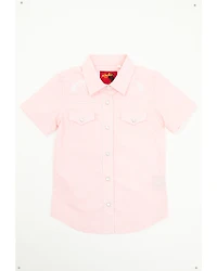 Rodeo Clothing Girls' Horse Embroidered Short Sleeve Pearl Snap Western Shirt