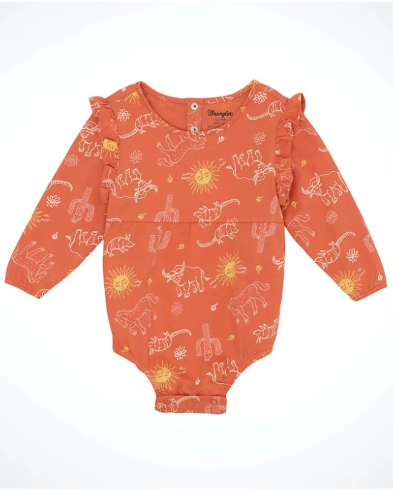 Wrangler Infant Girls' Cactus Print Long Sleeve Snap Onesie