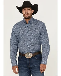 George Strait by Wrangler Men's Floral Print Long Sleeve Button-Down Stretch Western Shirt - Tall