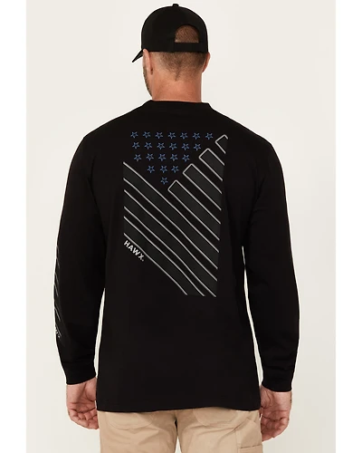 Hawx Men's Stripes Long Sleeve Graphic Work T-Shirt