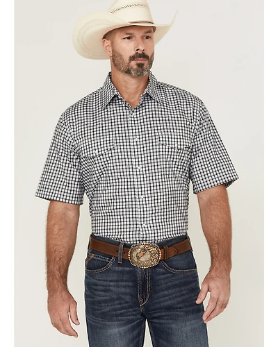 Wrangler Men's Plaid Print Short Sleeve Pearl Snap Western Shirt - Big