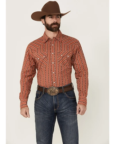Cinch Men's Floral Striped Print Long Sleeve Snap Western Shirt