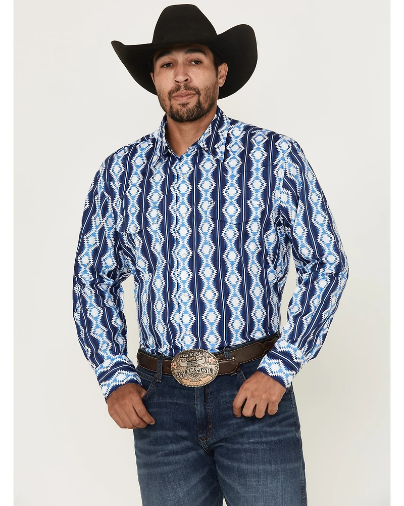 Wrangler Men's Checotah Southwestern Print Long Sleeve Snap Western Shirt