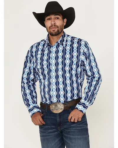 Wrangler Men's Checotah Southwestern Print Long Sleeve Snap Western Shirt