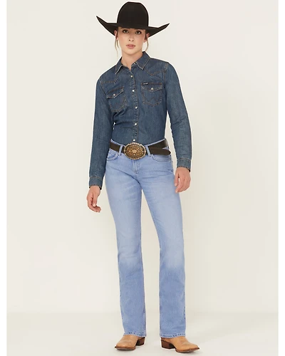 Wrangler Retro Women's Kai Light Wash Mid Rise Bootcut Stretch Denim Jeans