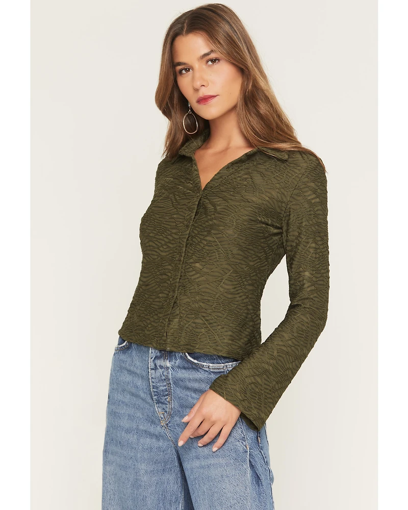 Panhandle Women's Jacquard Collared Top