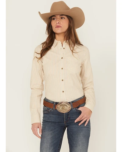 Shyanne Women's Striped Long Sleeve Button-Down Stretch Western Shirt