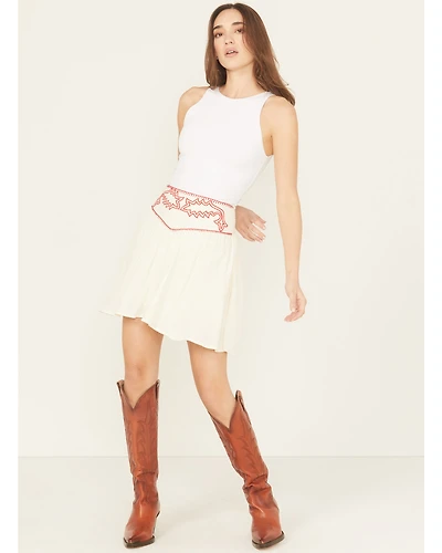 Rock & Roll Denim Women's Boot Stitch Embroidered Mini Skirt