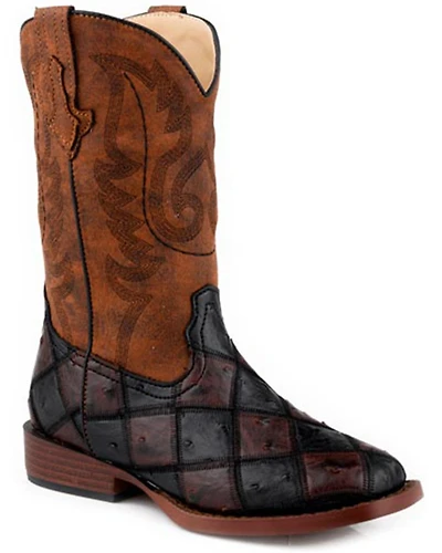 Roper Boys' Bird Blocks Western Boots - Broad Square Toe