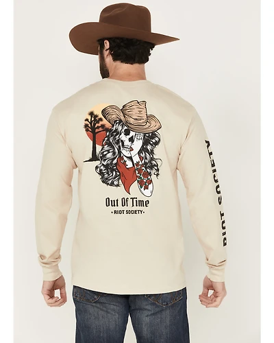 Riot Society Men's Out Of Time Cowgirl Long Sleeve Graphic T-Shirt