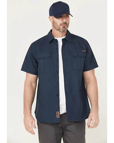 Lucky Brand Workwear Men's Slub Canvas Short Sleeve Button-Down Work Shirt