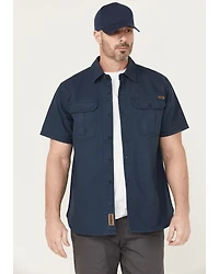 Lucky Brand Workwear Men's Slub Canvas Short Sleeve Button-Down Work Shirt