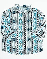 Wrangler Toddler Boys' Southwestern Print Long Sleeve Snap Western Shirt