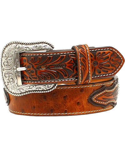 Ariat Men's Ostrich Print Concho Leather Belt