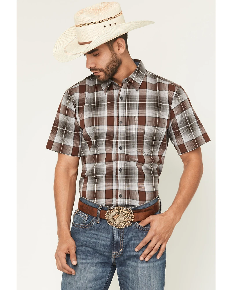 Cody James Men's Urban Rodeo Plaid Print Short Sleeve Button-Down Western Shirt
