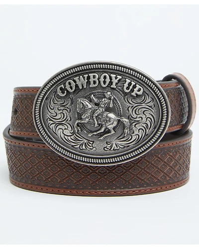 Cody James Boys' Basket Weave Cowboy Up Buckle Belt