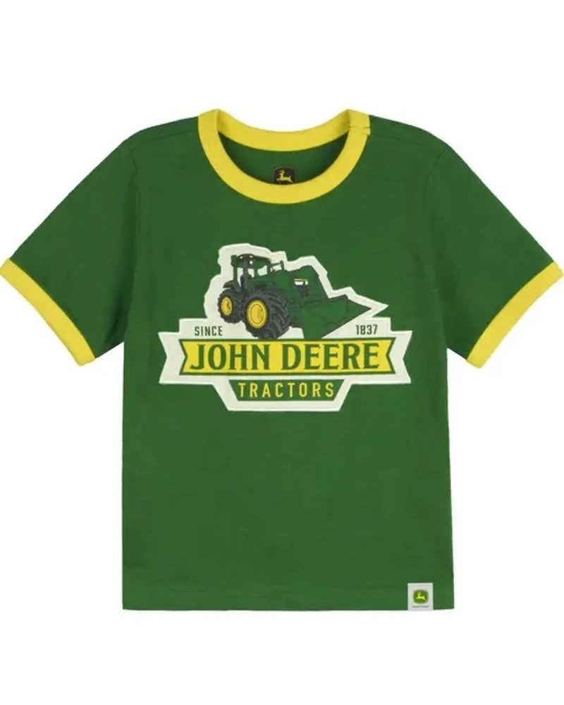 John Deere Toddler Boys' Tractor Patch Short Sleeve Ringer T-Shirt