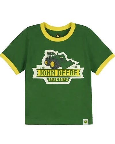 John Deere Toddler Boys' Tractor Patch Short Sleeve Ringer T-Shirt