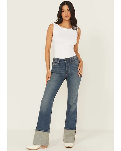 Shyanne Women's Joni High Rise Trouser Tall Cuff Stretch Denim Jeans