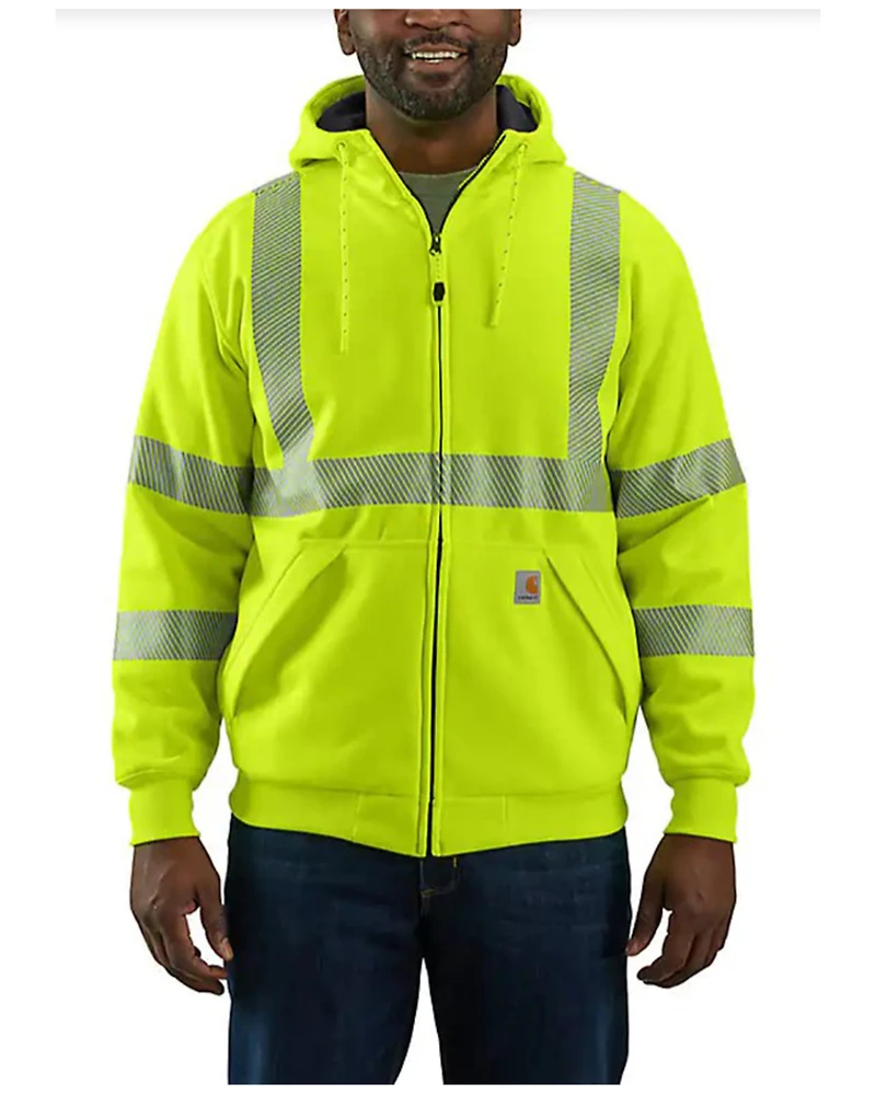 Carhartt Men's Hi-Vis Loose Fit Thermal Full-Zip Hooded Work Sweatshirt - Tall