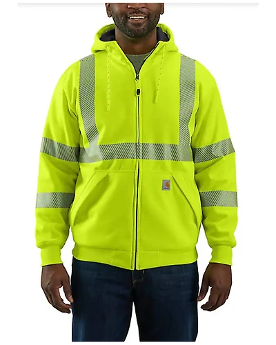Carhartt Men's Hi-Vis Loose Fit Thermal Full-Zip Hooded Work Sweatshirt - Tall