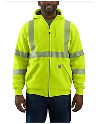 Carhartt Men's Hi-Vis Loose Fit Thermal Full-Zip Hooded Work Sweatshirt - Tall