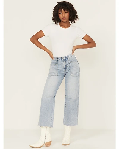 Flying Monkey Women's Katie Light Wash Super High Rise Barrel Stretch Denim Jeans