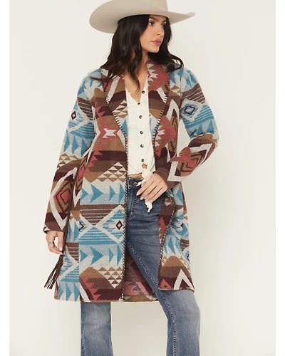 Shyanne Women's Southwestern Print Long Line Coat