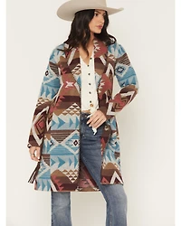Shyanne Women's Southwestern Print Long Line Coat