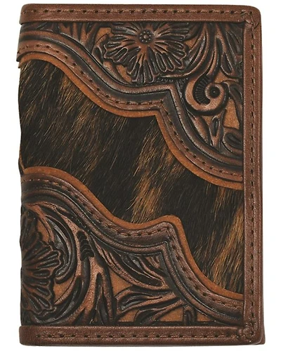 Justin Men's Floral Tooled Trifold Wallet