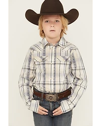 Cody James Boys' Wind Plaid Print Long Sleeve Snap Western Shirt