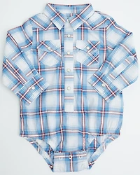 Wrangler Infant Boys' Plaid Print Long Sleeve Snap Western Onesie