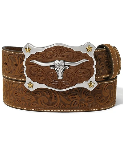 Tony Lama Men's Classic Long Horn Tooled Belt