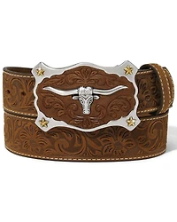 Tony Lama Men's Classic Long Horn Tooled Belt