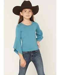 Shyanne Girls' Solid Studded Long Bell Sleeve Shirt