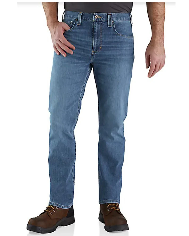 Carhartt Men's Houghton Medium Wash Rugged Flex® Relaxed Straight Work Jeans
