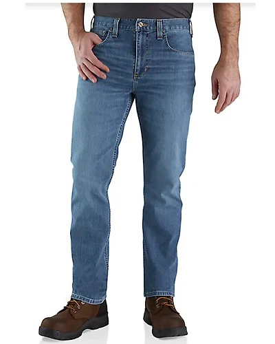 Carhartt Men's Houghton Medium Wash Rugged Flex® Relaxed Straight Work Jeans