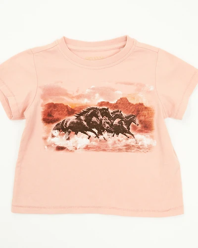 Shyanne Toddler Girls' Running Horses Short Sleeve Graphic Tee