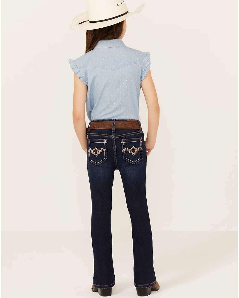 Shyanne Little Girls' Tulsa Dark Wash Bootcut Comfort Stretch Denim Riding Jeans