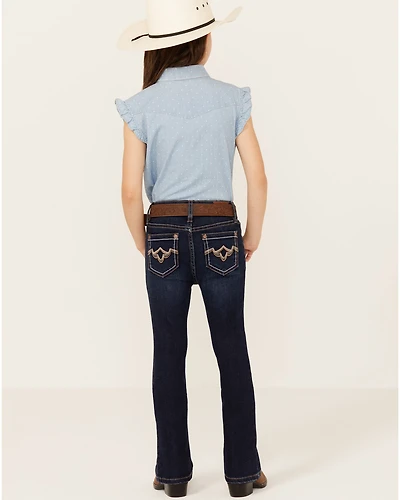 Shyanne Little Girls' Tulsa Dark Wash Bootcut Comfort Stretch Denim Riding Jeans