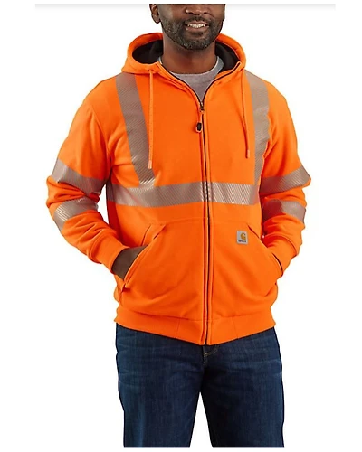 Carhartt Men's Hi-Vis Brite Orange Loose Fit Thermal Full-Zip Hooded Work Sweatshirt - Big