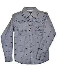 Cowboy Hardware Toddler Boys' Skill Scatter Long Sleeve Snap Stretch Western Shirt