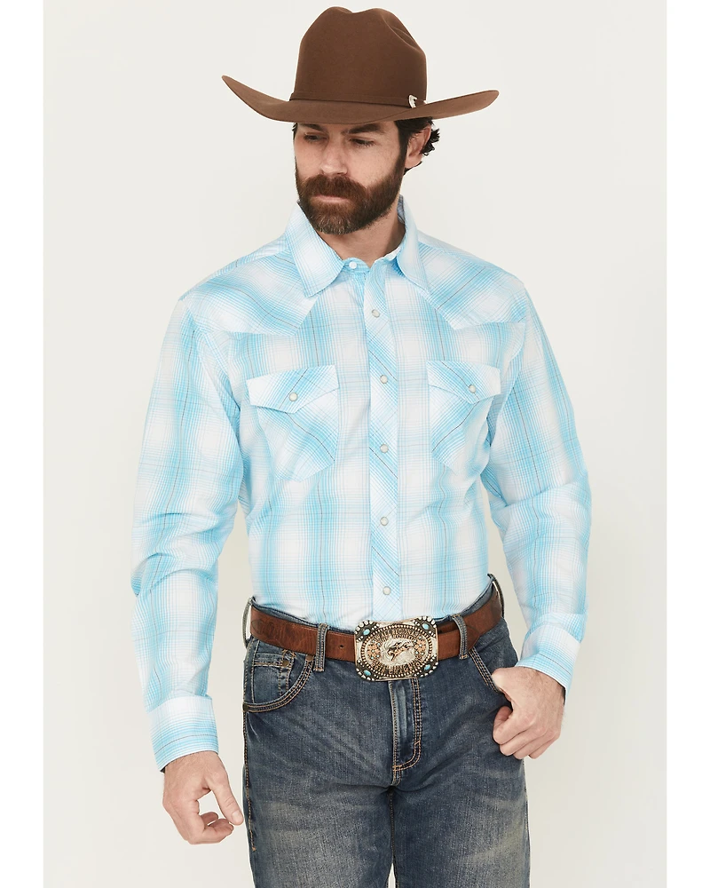 Wrangler Men's 20X Plaid Print Long Sleeve Snap Stretch Western Shirt - Tall