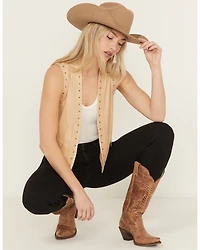 Shyanne Women's Faux Suede Whipstitch Fringe Vest
