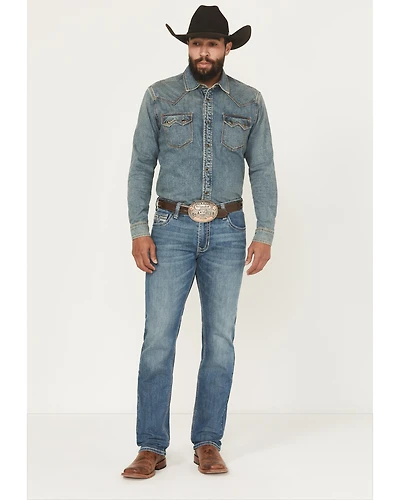 Rock & Roll Denim Men's Medium Wash Revolver Slim Straight Stretch Jeans