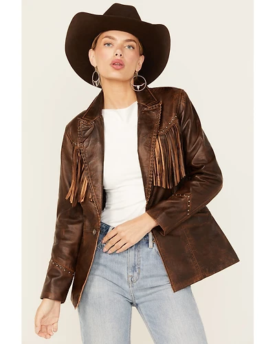Cripple Creek Women's Fringe Leather Blazer