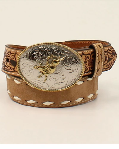 Cody James Boys' Tooled Tab Bull Rider Western Belt