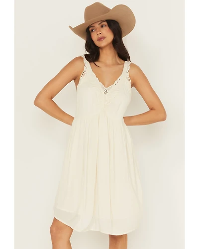 Shyanne Women's Crochet Trim Sleeveless Mini Dress