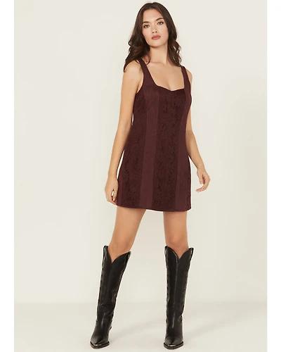 Shyanne Women's Faux Suede Lace Tank Mini Dress